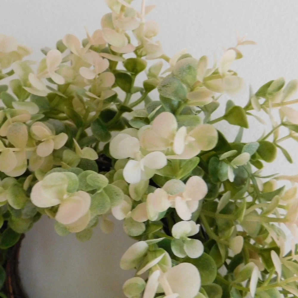 Neutral Faux Greenery Candle Ring Wreath, Everyday Year Round Decor